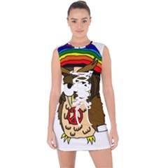  Rainbow Stoner Owl Lace Up Front Bodycon Dress by IIPhotographyAndDesigns