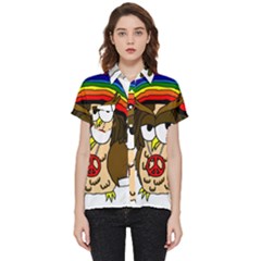  Rainbow Stoner Owl Short Sleeve Pocket Shirt by IIPhotographyAndDesigns