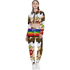  Rainbow Stoner Owl Cropped Zip Up Lounge Set by IIPhotographyAndDesigns