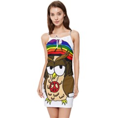  Rainbow Stoner Owl Summer Tie Front Dress by IIPhotographyAndDesigns