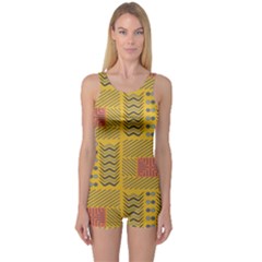 Digital Paper African Tribal One Piece Boyleg Swimsuit