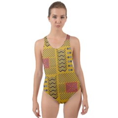 Digital Paper African Tribal Cut-out Back One Piece Swimsuit