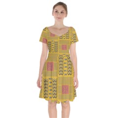 Digital Paper African Tribal Short Sleeve Bardot Dress