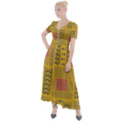 Digital Paper African Tribal Button Up Short Sleeve Maxi Dress