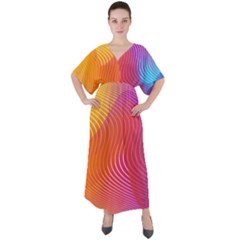 Chevron Line Poster Music V-neck Boho Style Maxi Dress by Mariart