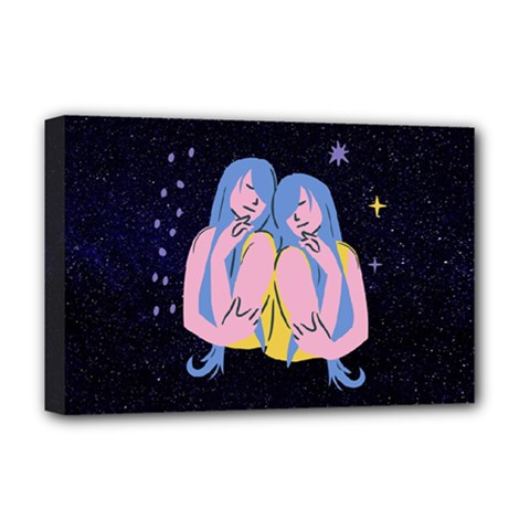 Twin Horoscope Astrology Gemini Deluxe Canvas 18  X 12  (stretched)