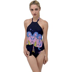 Twin Horoscope Astrology Gemini Go With The Flow One Piece Swimsuit by Alisyart