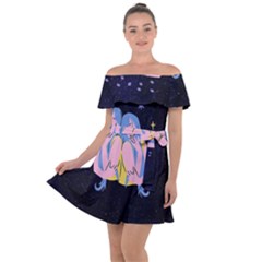 Twin Horoscope Astrology Gemini Off Shoulder Velour Dress