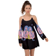 Twin Horoscope Astrology Gemini Kimono Sleeves Boho Dress