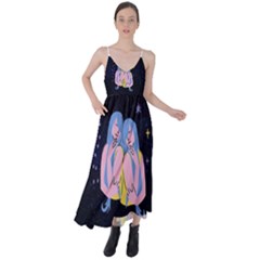 Twin Horoscope Astrology Gemini Tie Back Maxi Dress by Alisyart