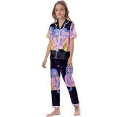Twin Horoscope Astrology Gemini Kids  Satin Short Sleeve Pajamas Set