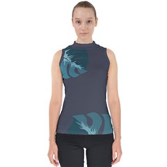 Flower Illustrations Leaves Mock Neck Shell Top by HermanTelo