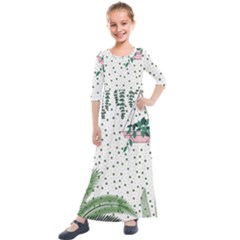 Plants Flowers Nature Blossom Kids  Quarter Sleeve Maxi Dress by Mariart