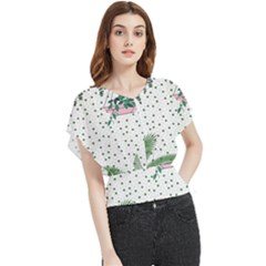 Plants Flowers Nature Blossom Butterfly Chiffon Blouse