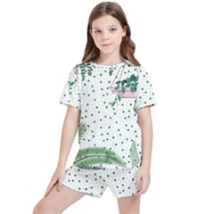 Plants Flowers Nature Blossom Kids  Tee And Sports Shorts Set