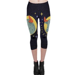 Zodiak Bull Horoscope Sign Star Capri Leggings 