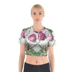 Love Ornament Design Cotton Crop Top