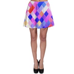 Squares Pattern Geometric Seamless Skater Skirt