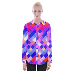 Squares Pattern Geometric Seamless Womens Long Sleeve Shirt