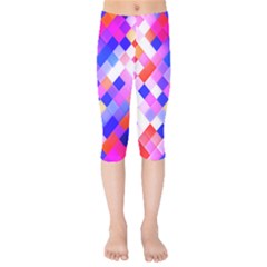 Squares Pattern Geometric Seamless Kids  Capri Leggings  by Dutashop