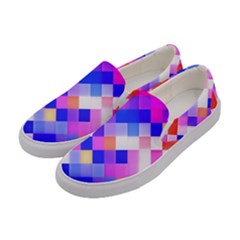 Squares Pattern Geometric Seamless Women s Canvas Slip Ons