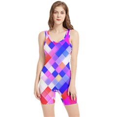 Squares Pattern Geometric Seamless Women s Wrestling Singlet by Dutashop