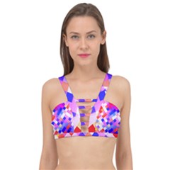 Squares Pattern Geometric Seamless Cage Up Bikini Top by Dutashop