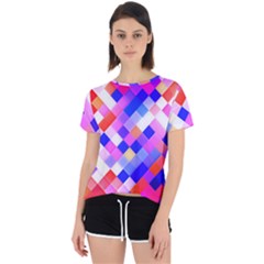 Squares Pattern Geometric Seamless Open Back Sport Tee