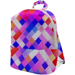 Squares Pattern Geometric Seamless Zip Up Backpack