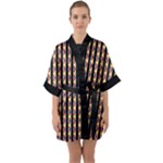 Kente Stripes Half Quarter Sleeve Satin Kimono 