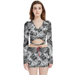 Sex Painting Word Letters Velvet Wrap Crop Top And Shorts Set by Dutashop