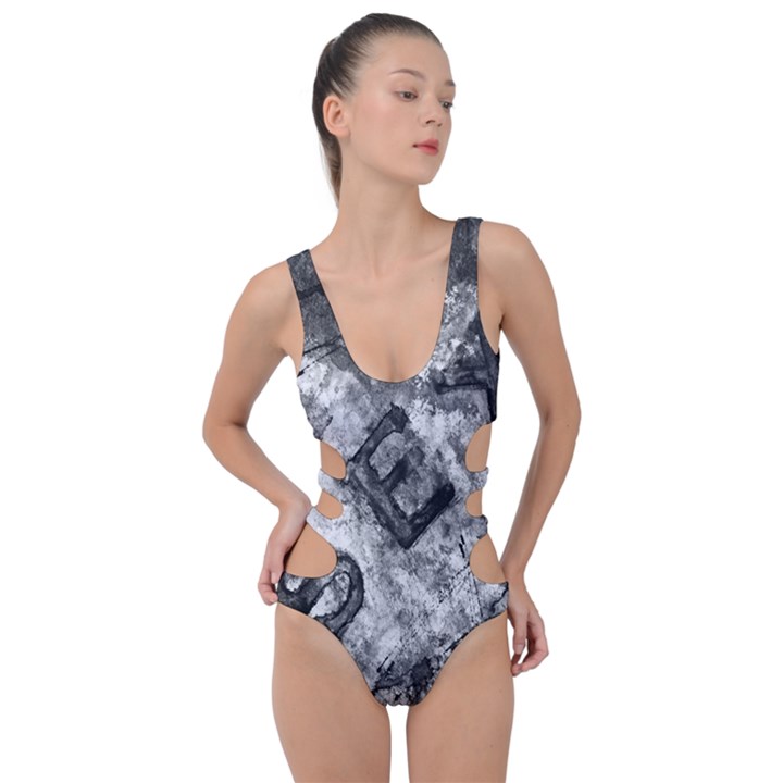 Sex Painting Word Letters Side Cut Out Swimsuit