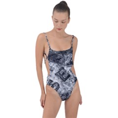 Sex Painting Word Letters Tie Strap One Piece Swimsuit by Dutashop