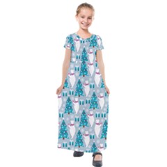 Bear Loves Christmas Tree Bear Loves Christmas Tree Kids  Short Sleeve Maxi Dress by designsbymallika