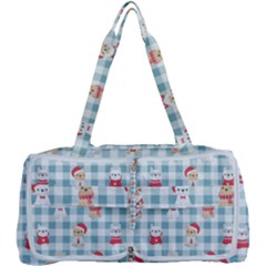 Checks Pattern With Christmas Animals Multi Function Bag