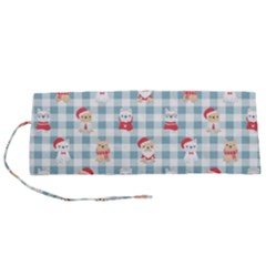Checks Pattern With Christmas Animals Roll Up Canvas Pencil Holder (s) by designsbymallika