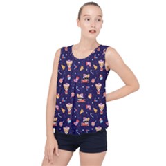 Cat Astro Love Bubble Hem Chiffon Tank Top by designsbymallika