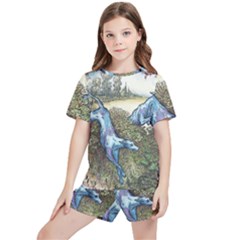 Blue Hunters Of The Morning Star - By Larenard Kids  Tee And Sports Shorts Set