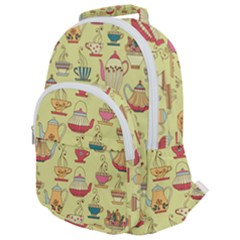 Etnic Cups Pattern Rounded Multi Pocket Backpack by designsbymallika