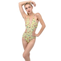 Etnic Cups Pattern Plunging Cut Out Swimsuit by designsbymallika