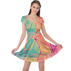 Alcohol Ink Cap Sleeve Dress by Dazzleway