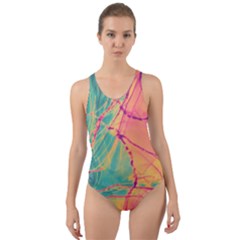 Alcohol Ink Cut-out Back One Piece Swimsuit by Dazzleway