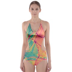 Alcohol Ink Cut-out One Piece Swimsuit by Dazzleway