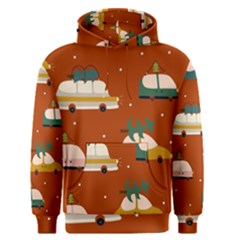 Cute Merry Christmas And Happy New Seamless Pattern With Cars Carrying Christmas Trees Men s Core Hoodie by EvgeniiaBychkova