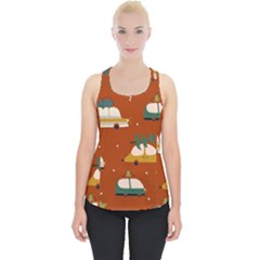 Cute Merry Christmas And Happy New Seamless Pattern With Cars Carrying Christmas Trees Piece Up Tank Top by EvgeniiaBychkova