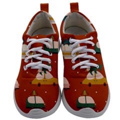 Cute Merry Christmas And Happy New Seamless Pattern With Cars Carrying Christmas Trees Mens Athletic Shoes by EvgeniiaBychkova