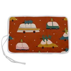 Cute Merry Christmas And Happy New Seamless Pattern With Cars Carrying Christmas Trees Pen Storage Case (l) by EvgeniiaBychkova