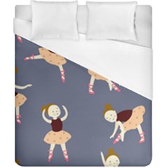 Cute  Pattern With  Dancing Ballerinas On The Blue Background Duvet Cover (California King Size)