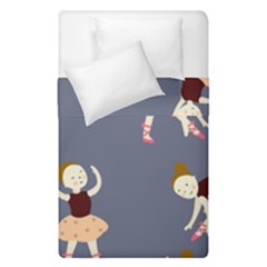 Cute  Pattern With  Dancing Ballerinas On The Blue Background Duvet Cover Double Side (single Size) by EvgeniiaBychkova
