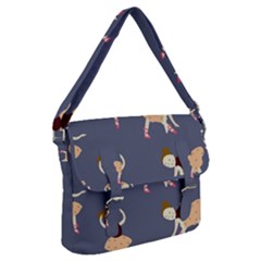 Cute  Pattern With  Dancing Ballerinas On The Blue Background Buckle Messenger Bag by EvgeniiaBychkova